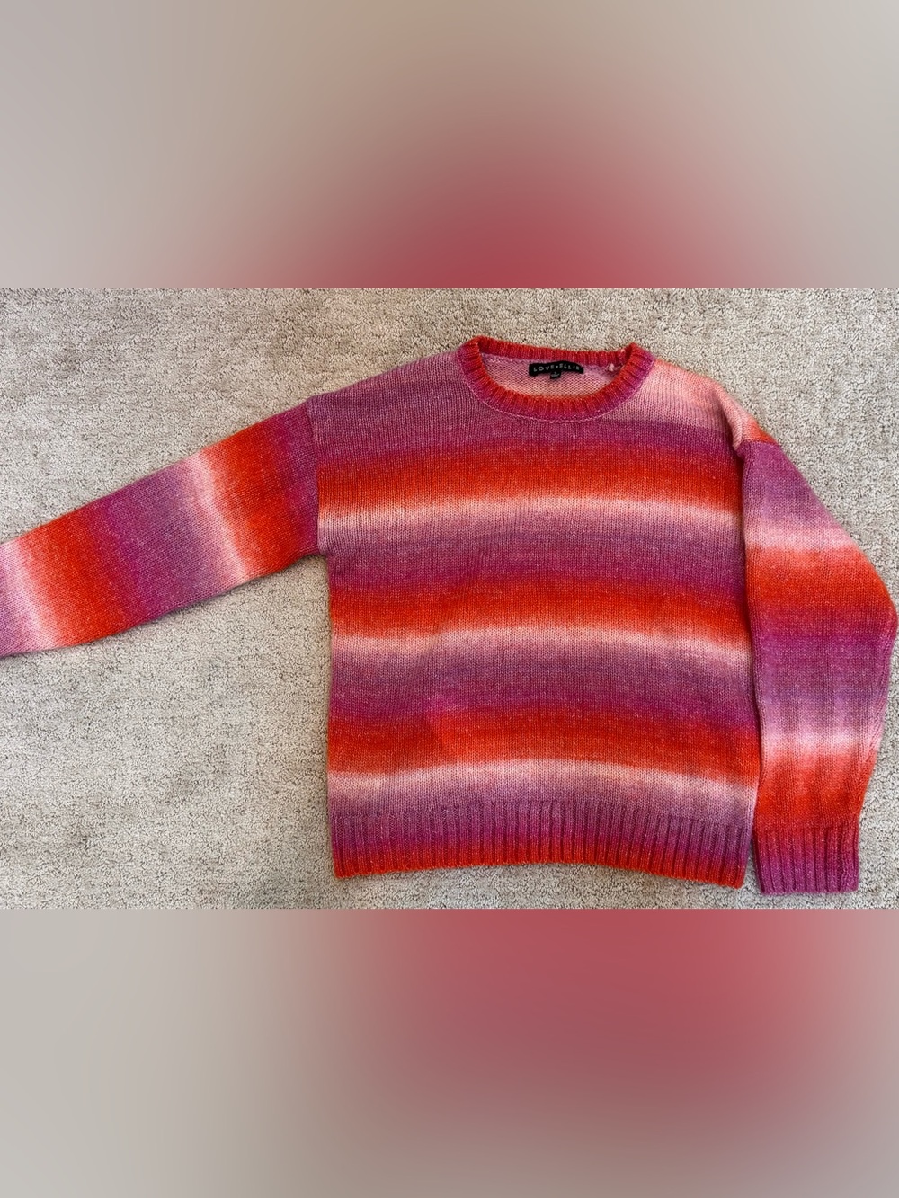 Girls Ombre Crewneck Sweater in Pink & Orange